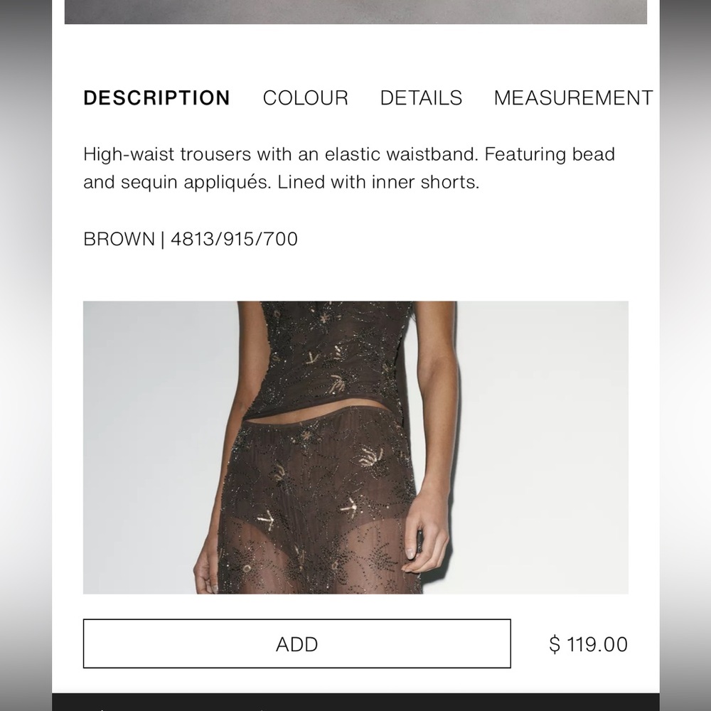 🆕(NWT) ZARA **VIRAL** Embroidered Sequin Beaded Tulle Top and Pants Set. SMALL - Picture 12 of 15